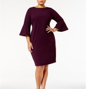 Calvin Klein Women’s Purple Bell sleeve Sheath dress